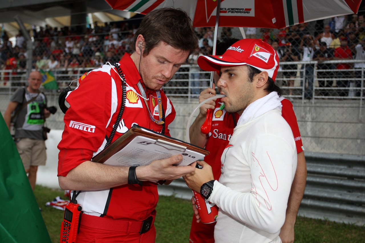 25.03.2012- Race, Felipe Massa (BRA) Scuderia Ferrari F2012 and Rob Smedley, (GBR), Scuderia Ferrari, Track Engineer of Felipe Massa (BRA) 