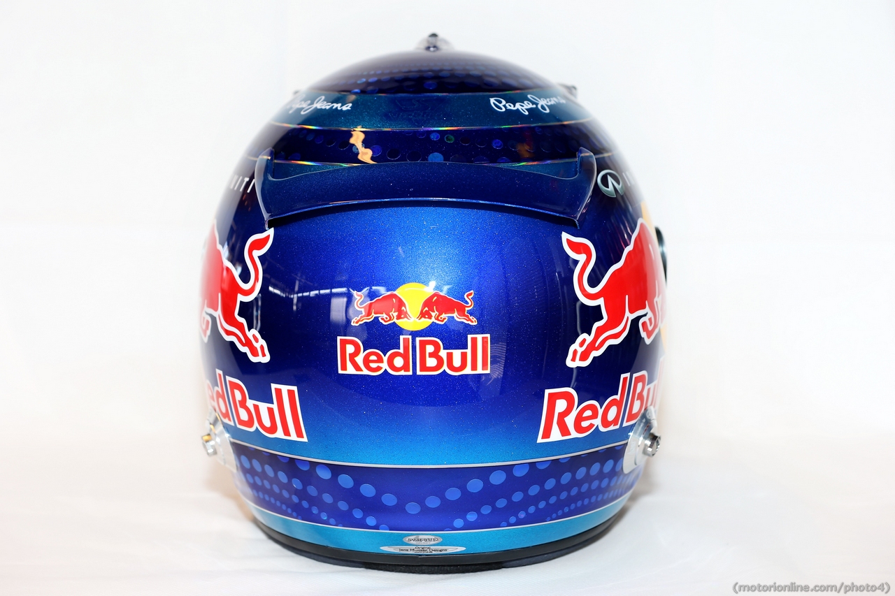 The helmet of Sebastian Vettel (GER) Red Bull Racing.
