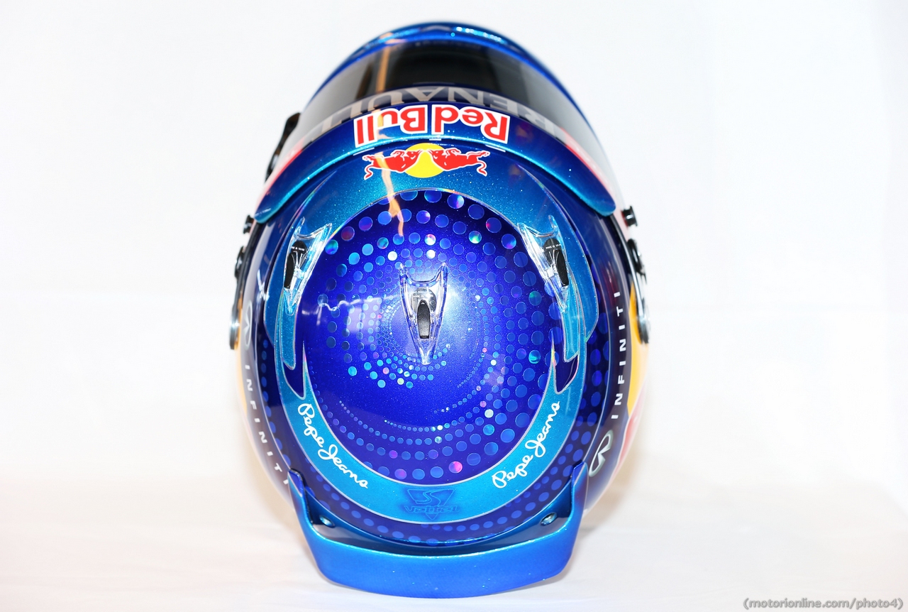 The helmet of Sebastian Vettel (GER) Red Bull Racing.
