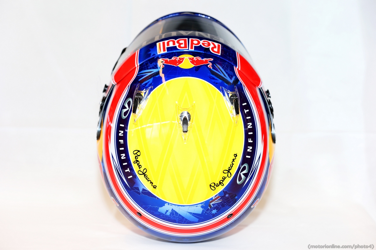 The helmet of Mark Webber (AUS) Red Bull Racing.
