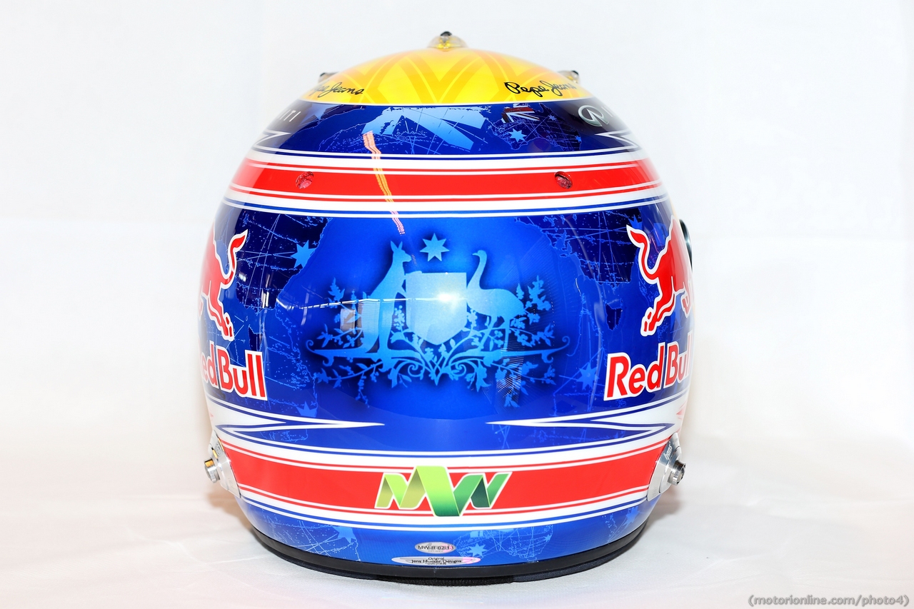 The helmet of Mark Webber (AUS) Red Bull Racing.
