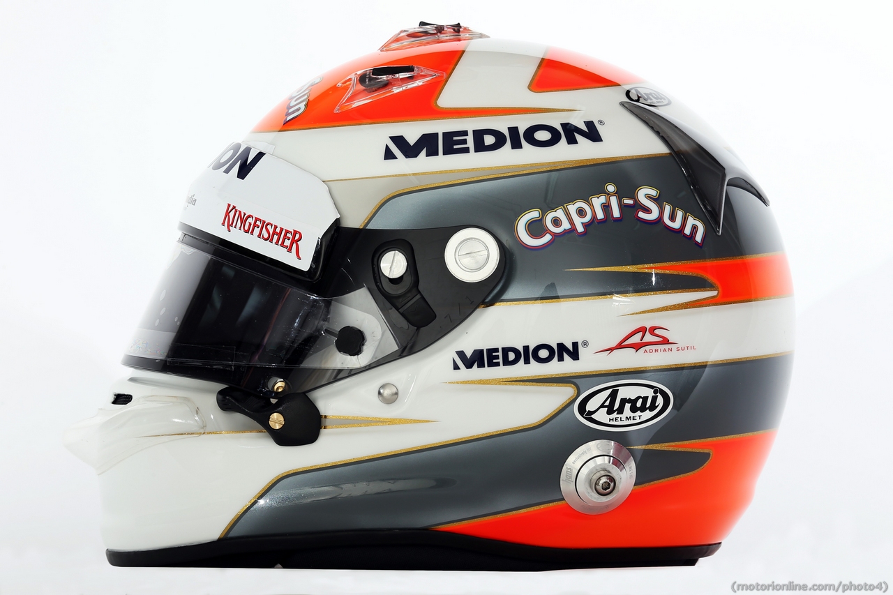 The helmet of Adrian Sutil (GER) Sahara Force India F1.
28.02.2013. 