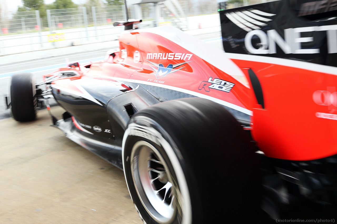 Max Chilton (GBR) Marussia F1 Team MR02 leaves the pits.
28.02.2013. 