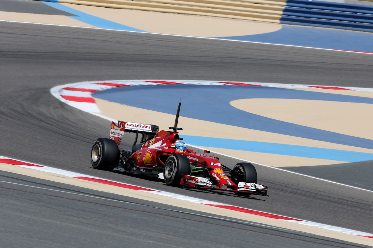 Fernando Alonso (ESP), Scuderia Ferrari 
09.04.2014. Formula One Testing, Bahrain Test, Day Two, Sakhir, Bahrain.
- www.xpbimages.com, EMail: requests@xpbimages.com - copy of publication required for printed pictures. Every used picture is fee-liable. © Copyright: Charniaux / XPB Images