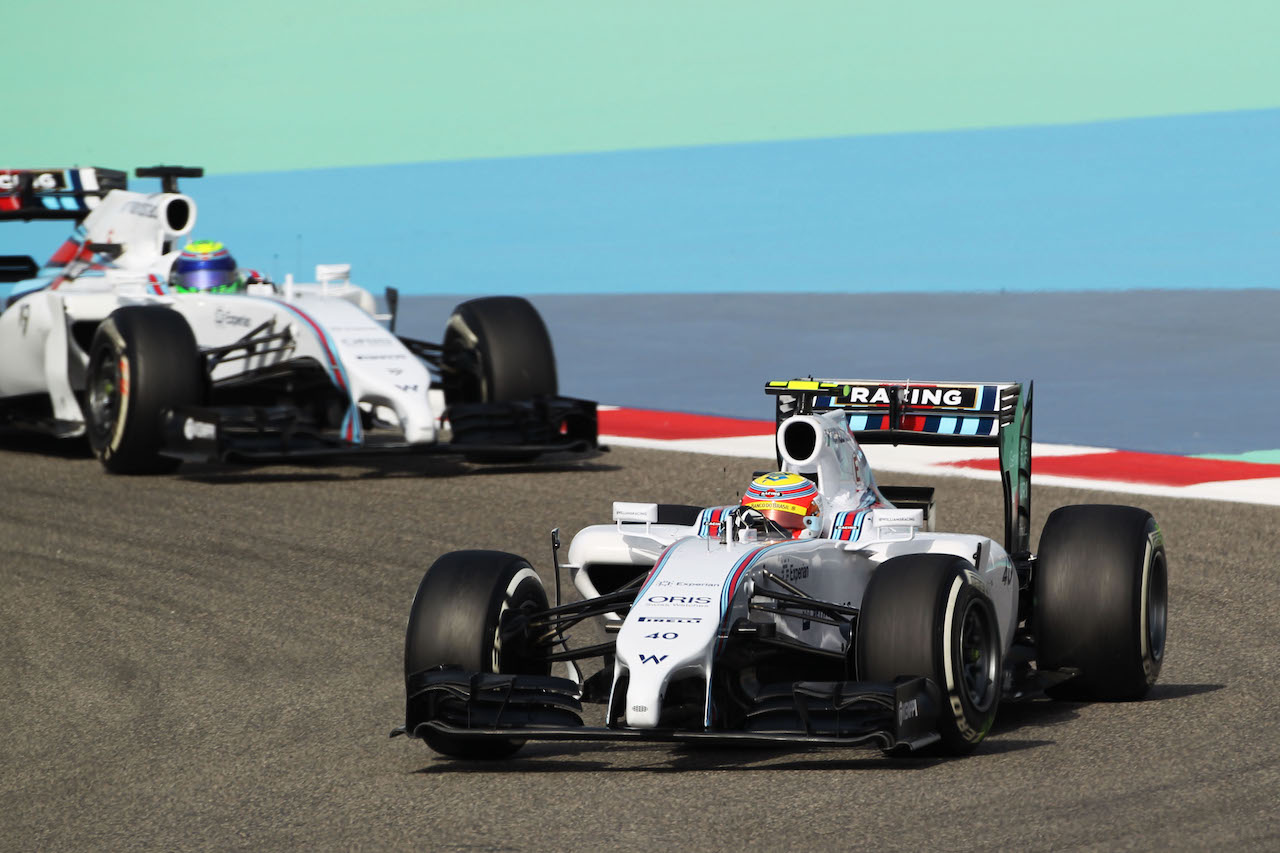 Felipe Nasr (BRA) Williams FW36 Test and Reserve Driver leads Felipe Massa (BRA) Williams FW36.
04.04.2014. Formula 1 World Championship, Rd 3, Bahrain Grand Prix, Sakhir, Bahrain, Practice Day
- www.xpbimages.com, EMail: requests@xpbimages.com - copy of publication required for printed pictures. Every used picture is fee-liable. © Copyright: Photo4 / XPB Images