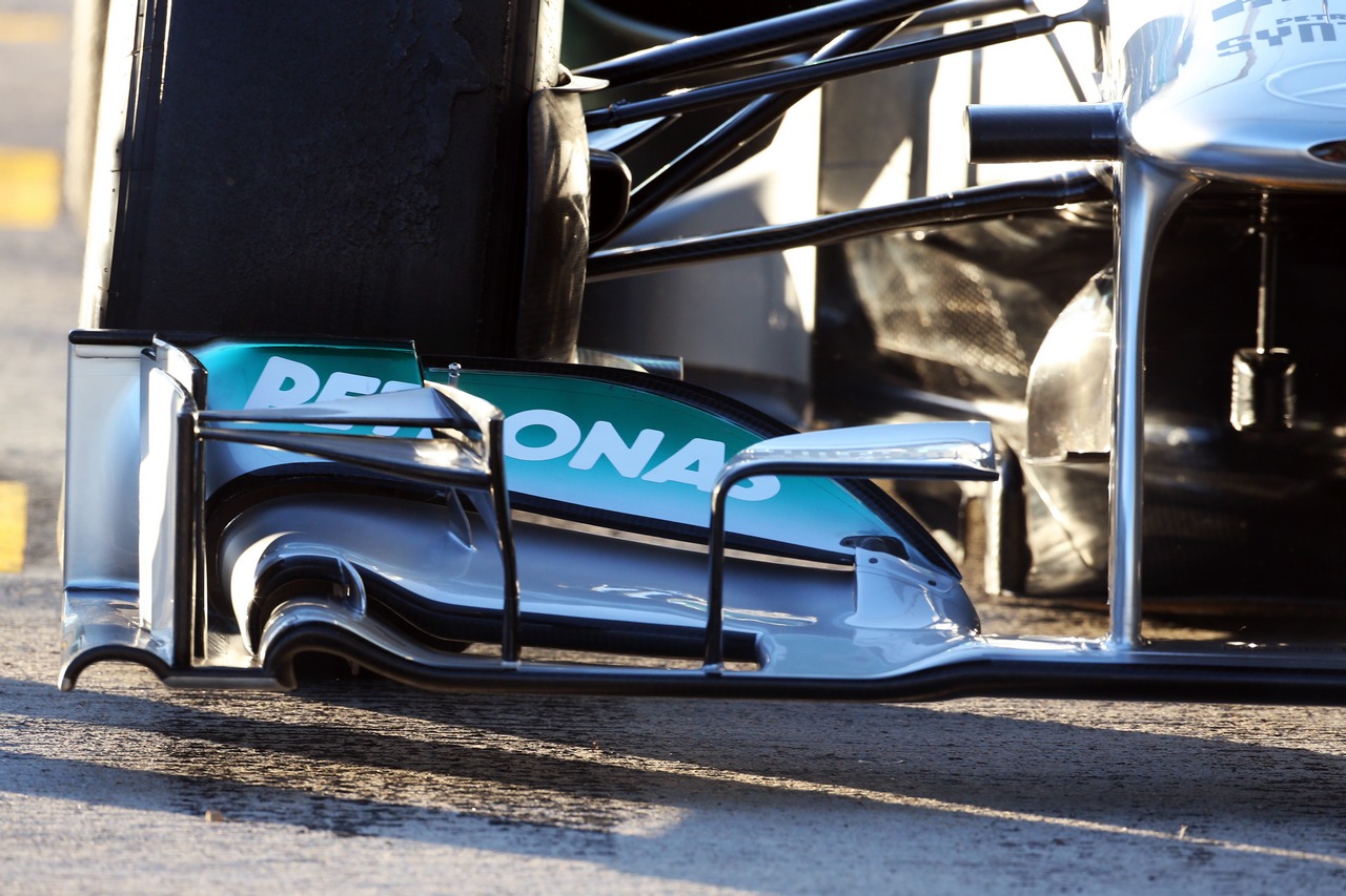 Mercedes AMG F1 W04 front wing detail.
07.02.2013. 