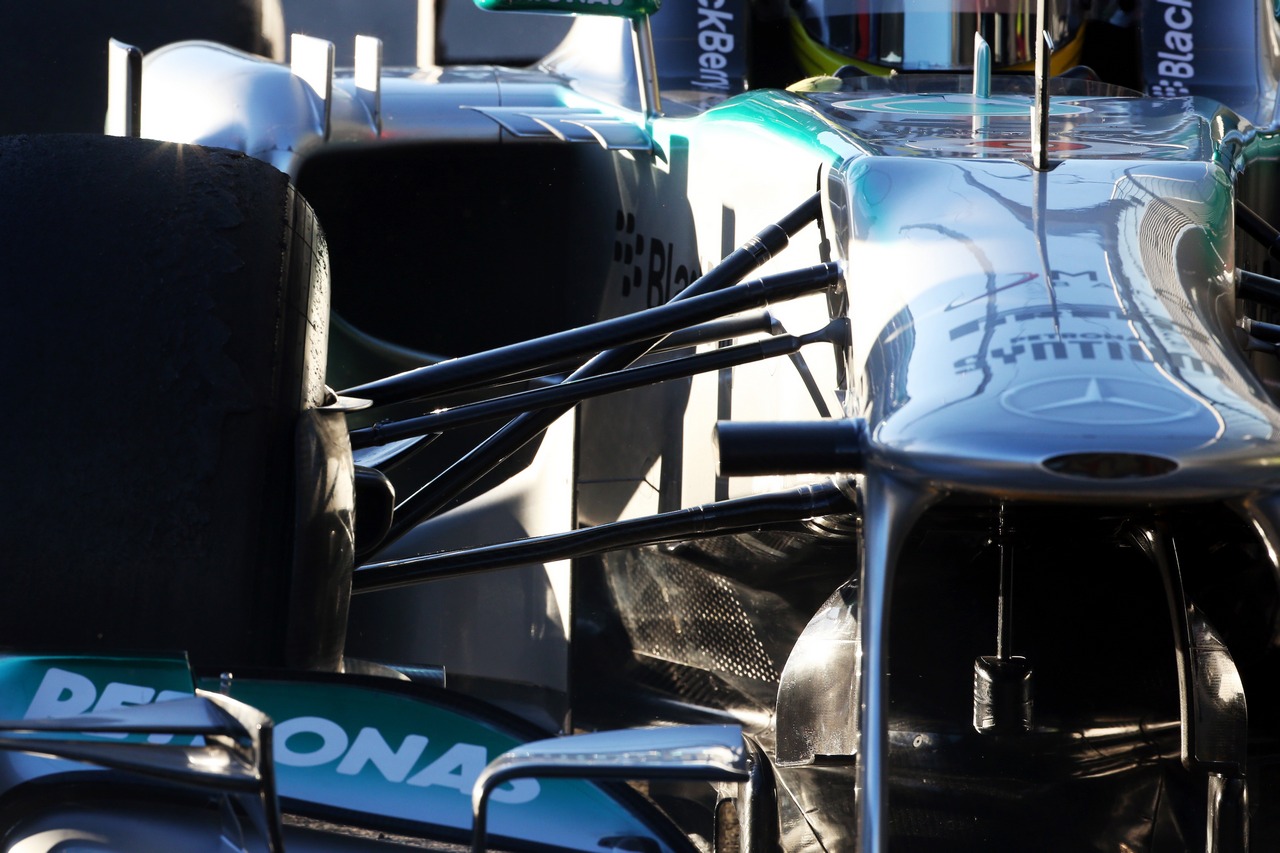 Nico Rosberg (GER) Mercedes AMG F1 W04 front suspension.
07.02.2013. 