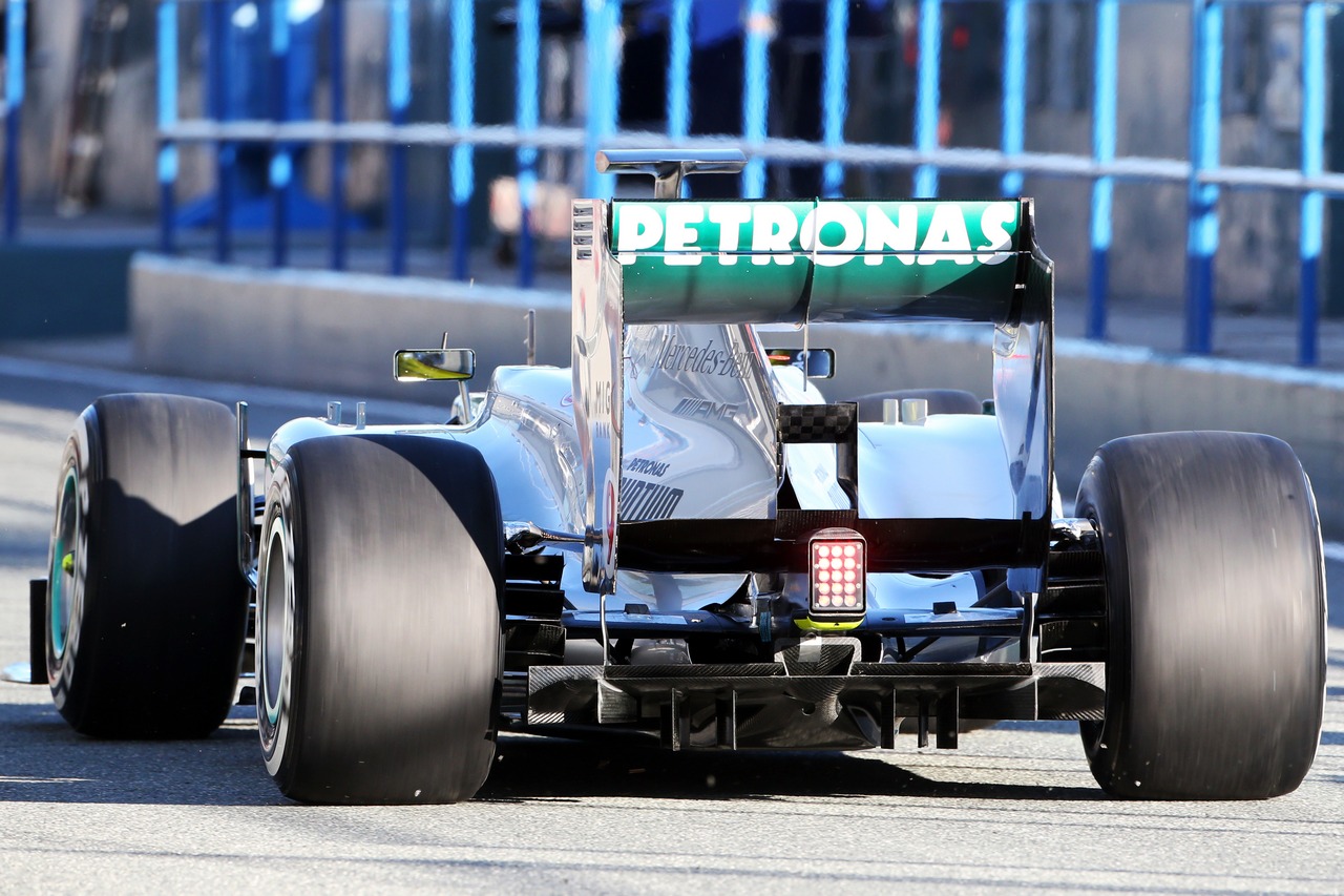 Nico Rosberg (GER) Mercedes AMG F1 W04 rear diffuser.
07.02.2013. 