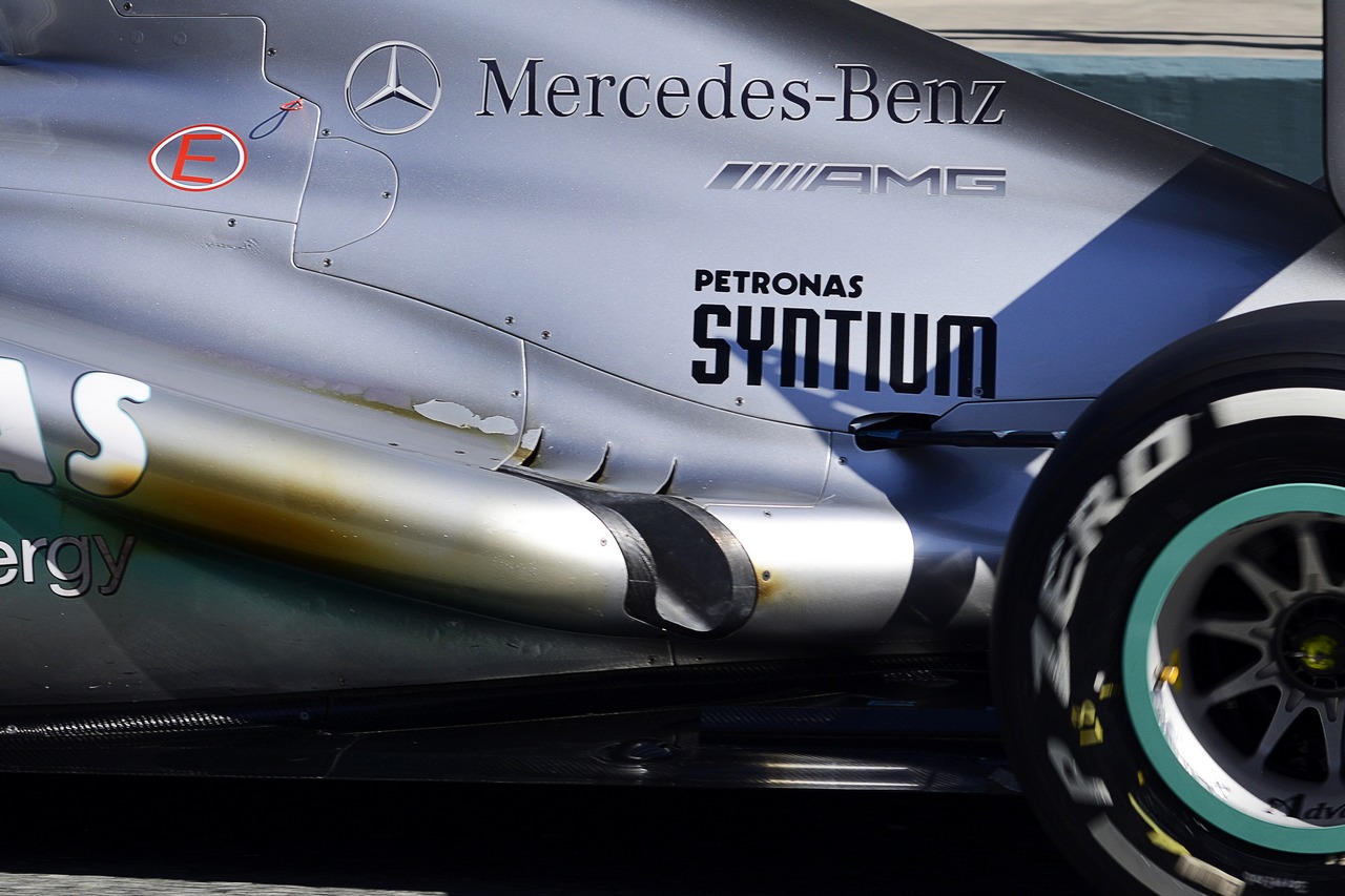 Mercedes AMG F1 W04 burnt exhaust detail.
07.02.2013. 