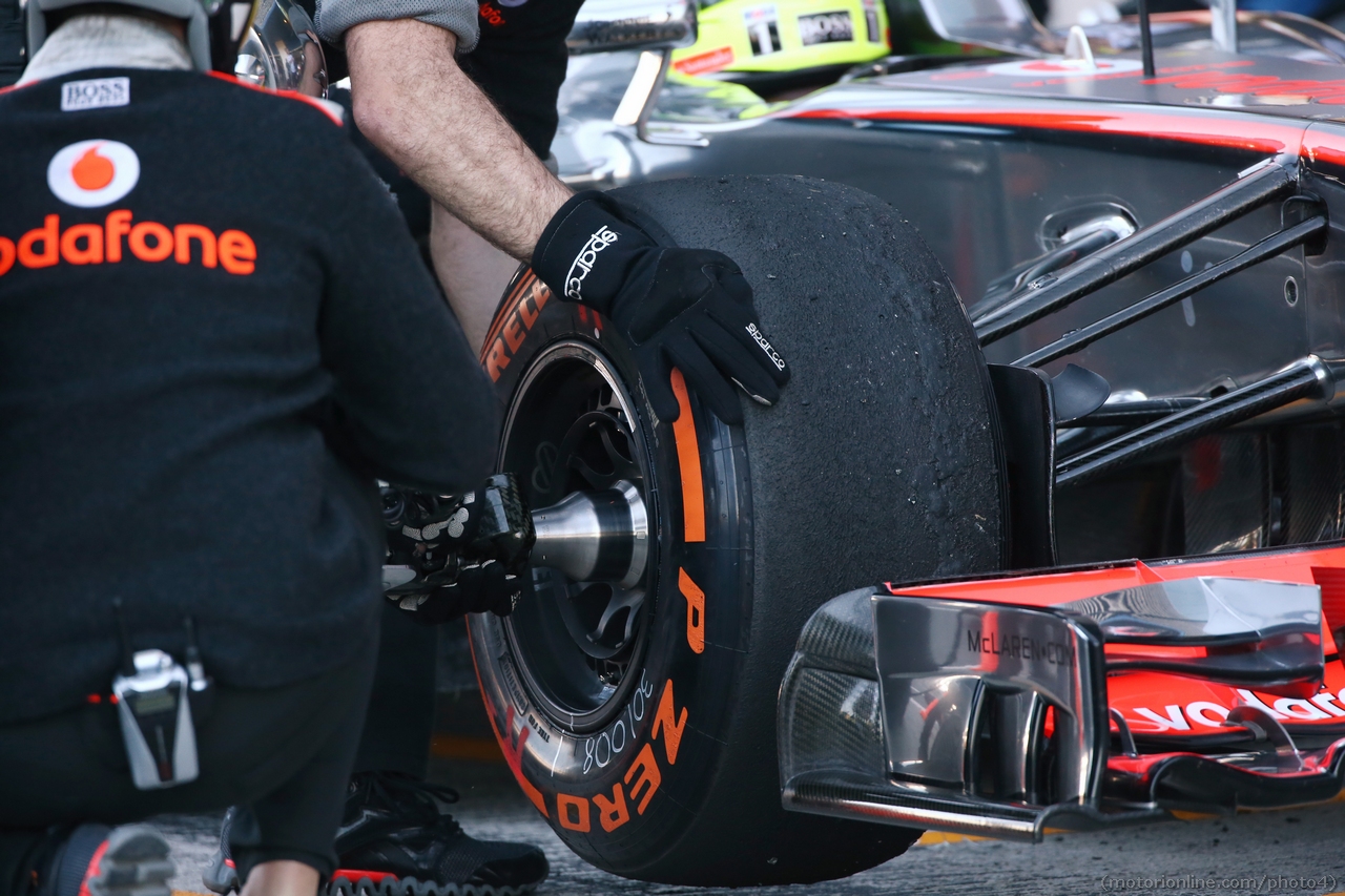 McLaren MP4-28 front wheel pit stop detail.
08.02.2013. 