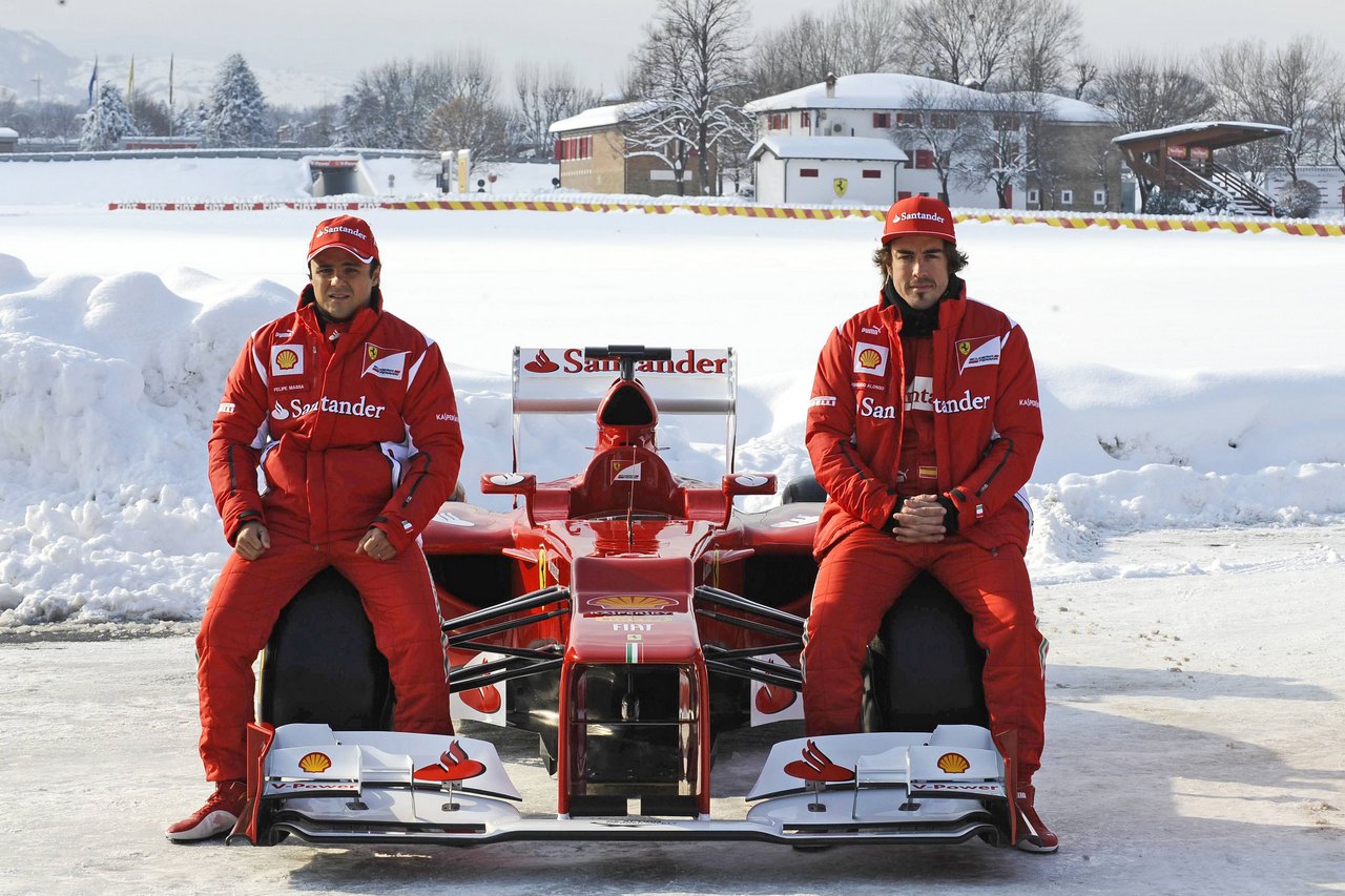  Fernando Alonso (ESP), Scuderia Ferrari, Felipe Massa (BRA), Scuderia Ferrari and the new Ferrari F2012 -© Editorial Copyright Free: Ferrari S.P.A