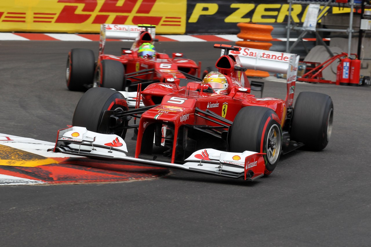 27.05.2012- Race, Fernando Alonso (ESP) Scuderia Ferrari F2012 leads Felipe Massa (BRA) Scuderia Ferrari F2012