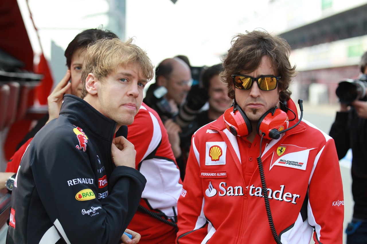 03.03.2012
Sebastian Vettel (GER), Red Bull Racing with Fernando Alonso (ESP), Scuderia Ferrari 