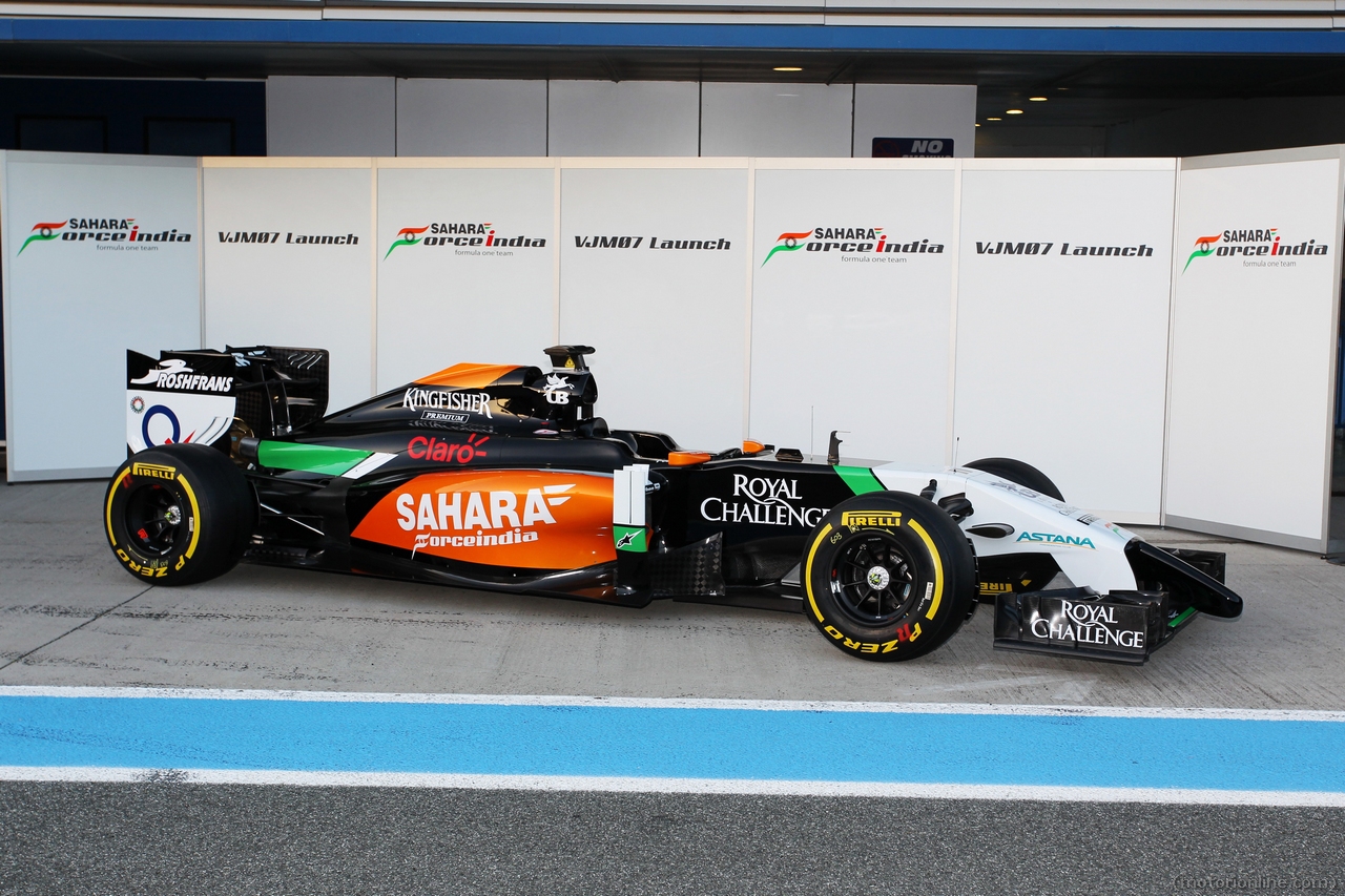 The launch of the new Sahara Force India F1 VJM07. 
28.01.2014. Formula One Testing, Day One, Jerez, Spain.