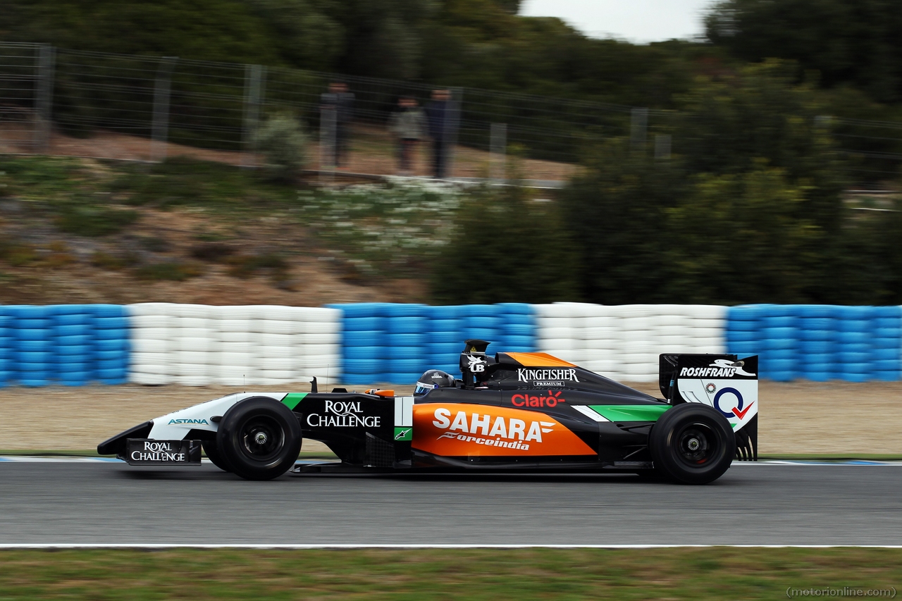 Sergio Perez (MEX) Sahara Force India F1 VJM07.
28.01.2014. Formula One Testing, Day One, Jerez, Spain.