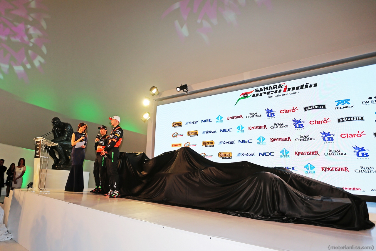 (L to R): Sergio Perez (MEX) Sahara Force India F1 and Nico Hulkenberg (GER) Sahara Force India F1.
21.01.2015.