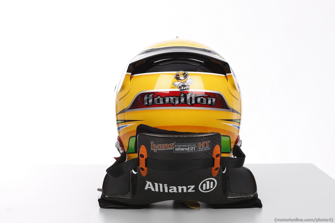 The helmet of Lewis Hamilton (GBR) Mercedes AMG F1.
06.02.2013. 
© Mercedes AMG F1 editorial copyright free. Images must be credited to: Mercedes AMG F1