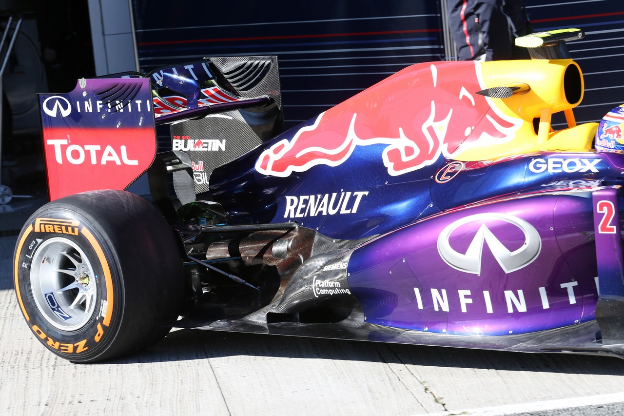 Mark Webber (AUS) Red Bull Racing RB9 rear suspension detail.
