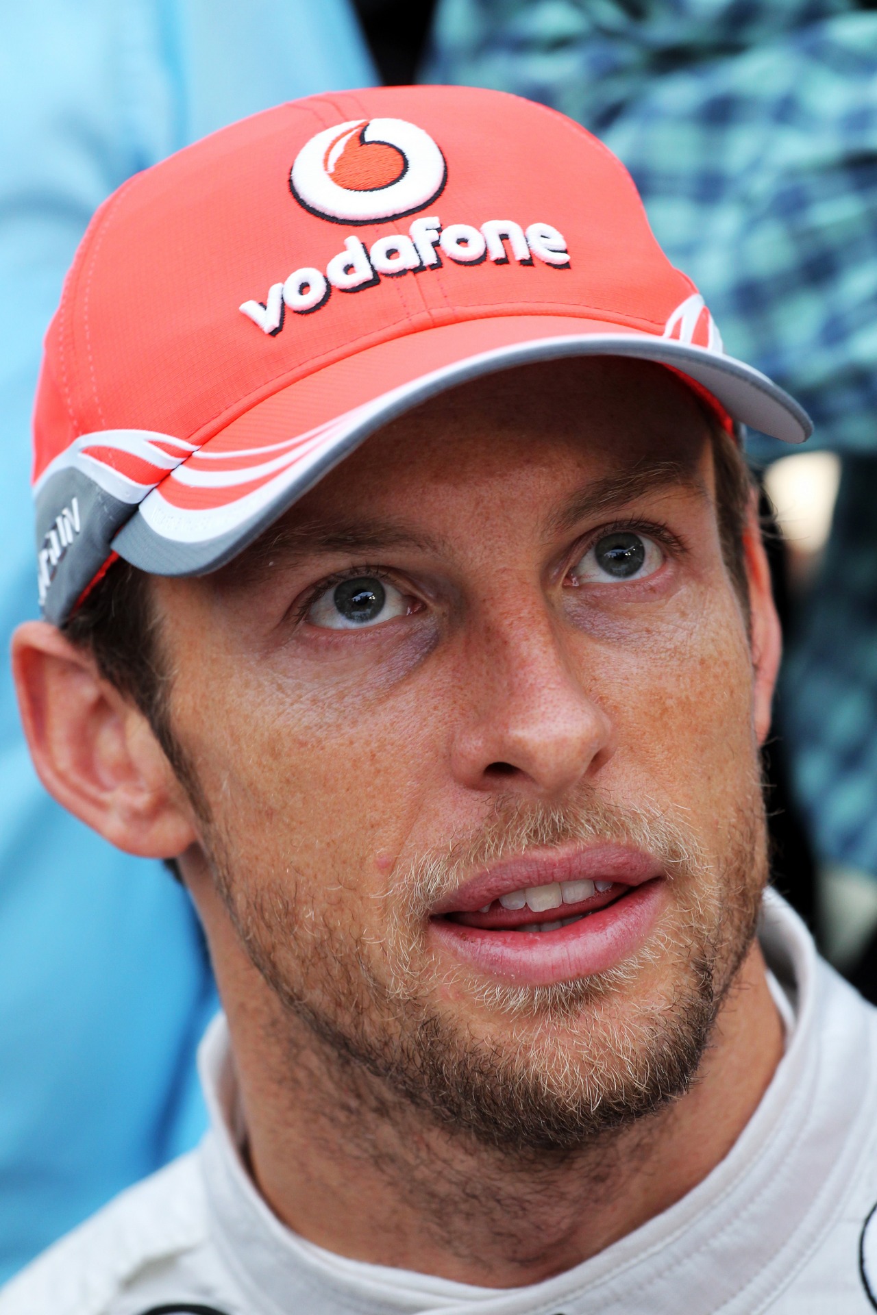 Jenson Button (GBR) McLaren with the media.
