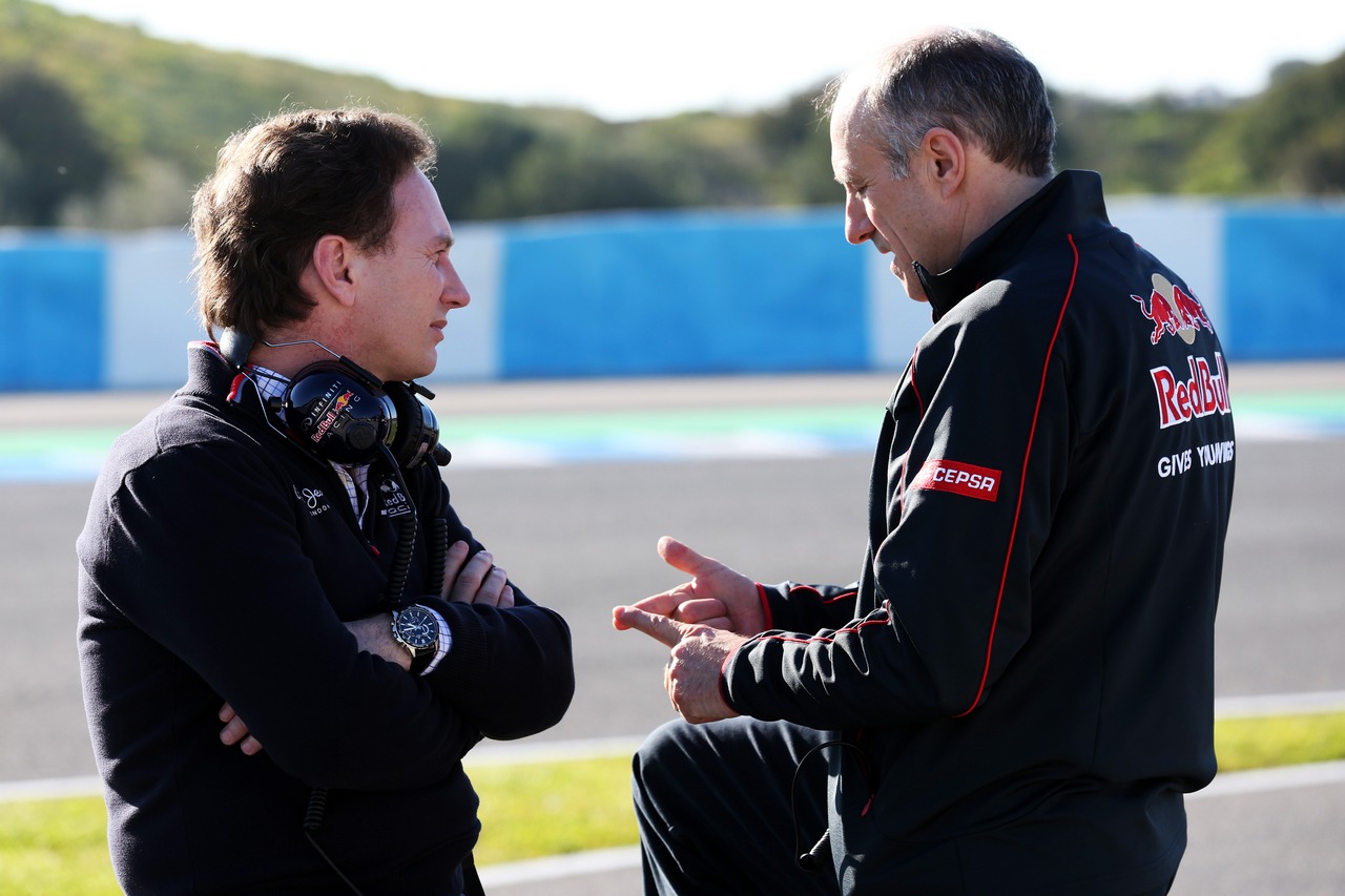 (L to R): Christian Horner (GBR) Red Bull Racing Team Principal with Franz Tost (AUT) Scuderia Toro Rosso Team Principal.
