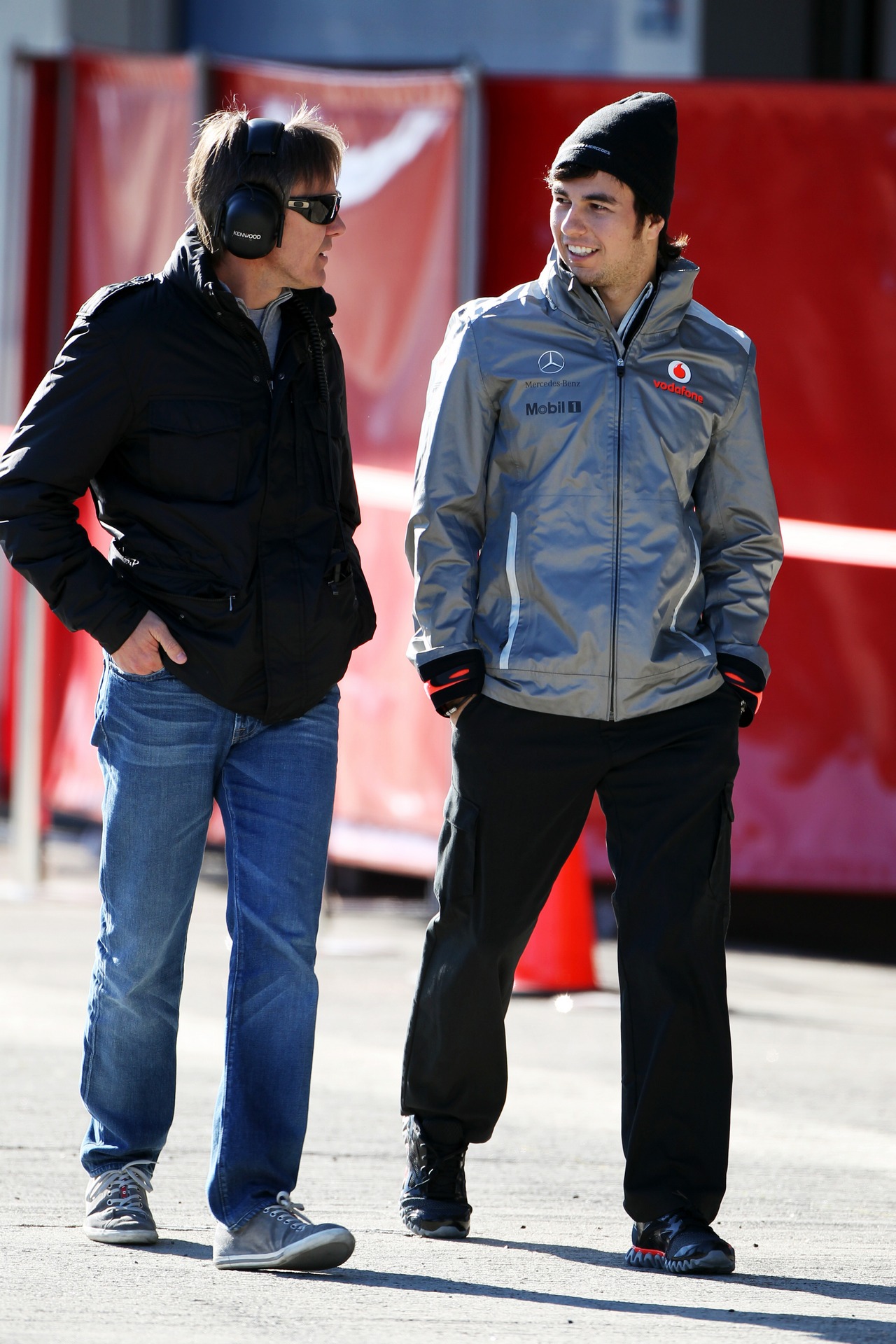 Sergio Perez (MEX) McLaren with Adrian Fernandez (MEX).
