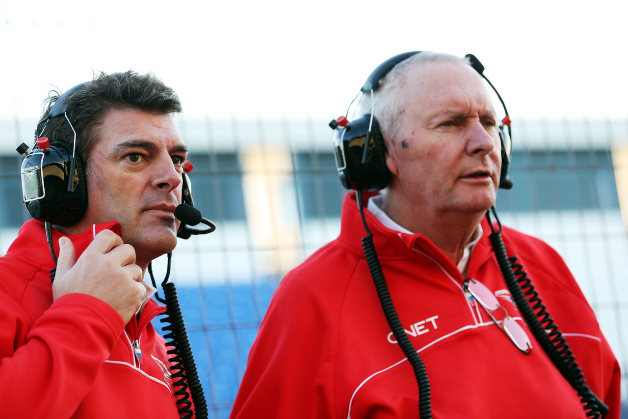 (L to R): Graeme Lowdon (GBR) Marussia F1 Team Chief Executive Officer with John Booth (GBR) Marussia F1 Team Team Principal.
