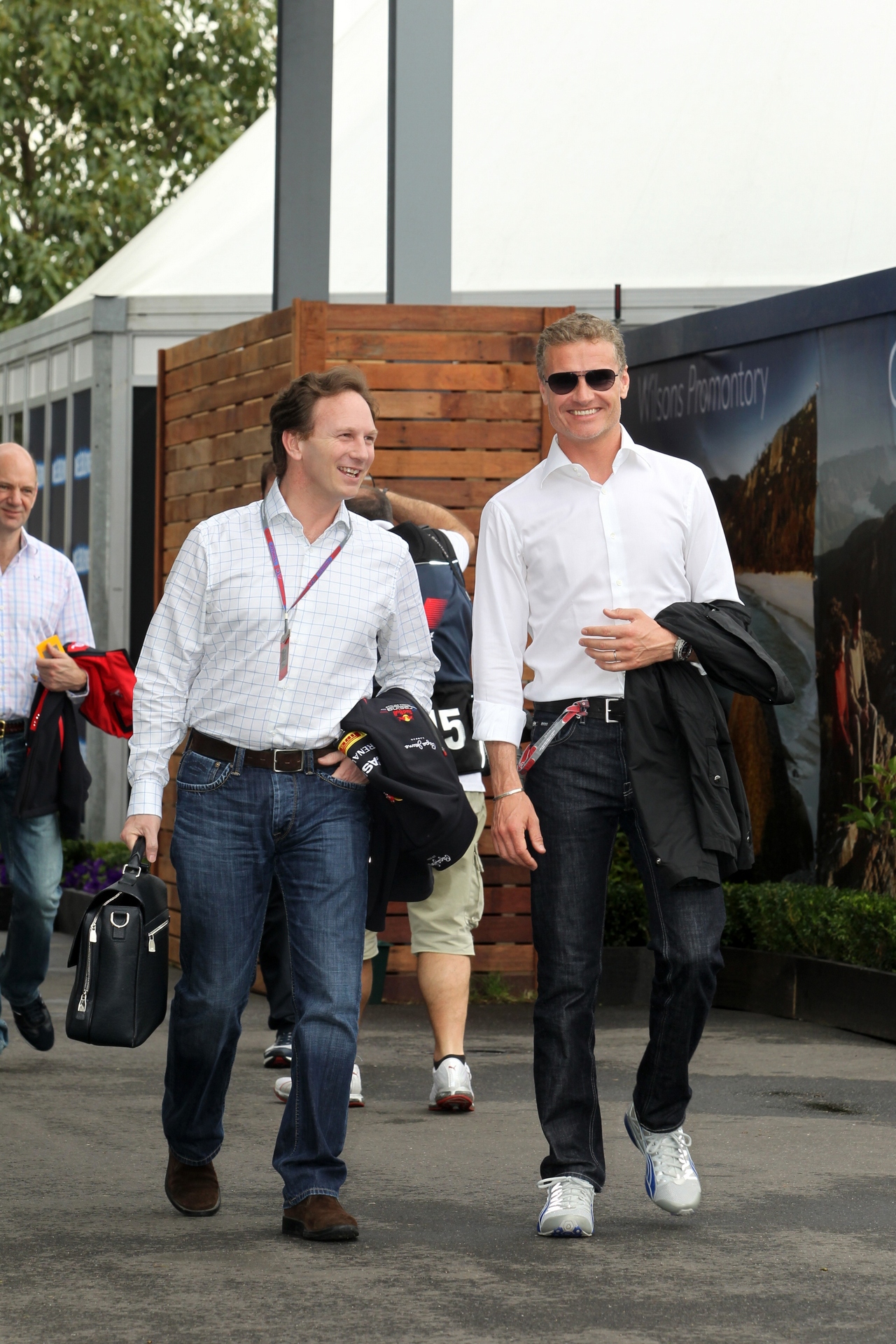Christian Horner, Team Principal, Red Bull Racing & David Coulthard