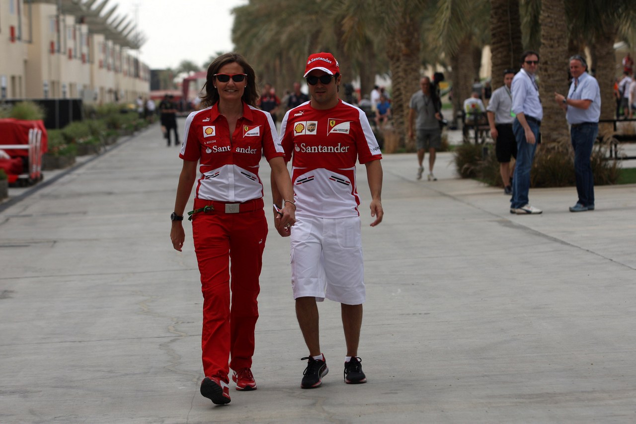 18.04.2013- Stefania Boccoli (ITA), Scuderia Ferrari Press Office and Felipe Massa (BRA) Scuderia Ferrari F138
