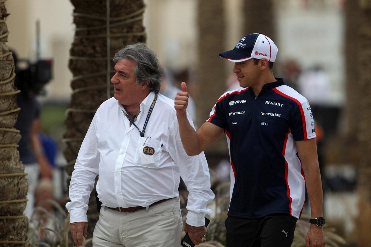 18.04.2013- Enzo Spano (VEN), FIA Steward and Pastor Maldonado (VEN) Williams F1 Team FW35 