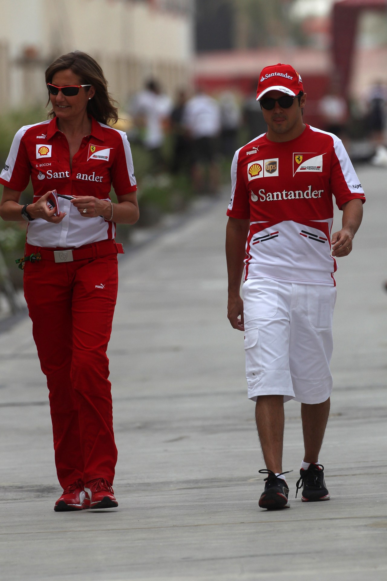 18.04.2013- Stefania Boccoli (ITA), Scuderia Ferrari Press Office and Felipe Massa (BRA) Scuderia Ferrari F138 