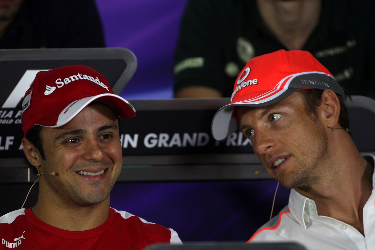 18.04.2013- Press conference, Felipe Massa (BRA) Scuderia Ferrari F138 and Jenson Button (GBR) McLaren Mercedes MP4-28 