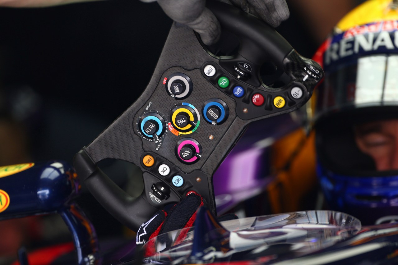 19.04.2013- Free Practice 1, The Steering wheel of Mark Webber (AUS) Red Bull Racing RB9 
