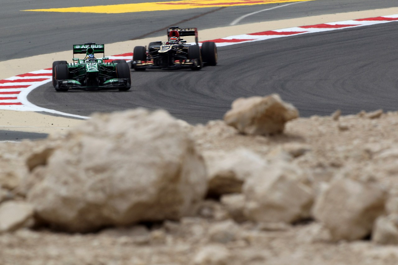 19.04.2013- Free Practice 1, Heikki Kovalainen (FIN) Caterham F1 Team CT03, Test Driver and Kimi Raikkonen (FIN) Lotus F1 Team E21 