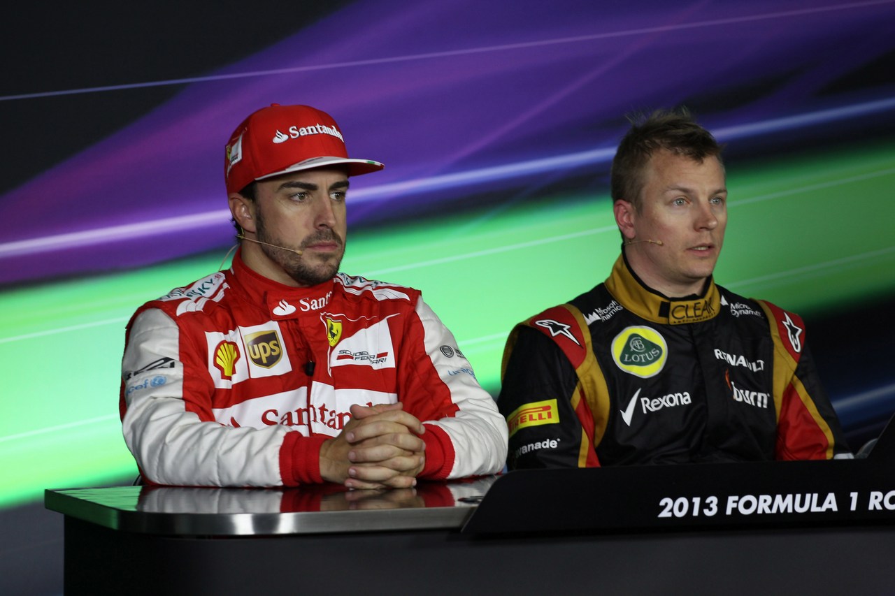 17.03.2013- Race, Press conference, Fernando Alonso (ESP) Scuderia Ferrari F138 and Kimi Raikkonen (FIN) Lotus F1 Team E21 
