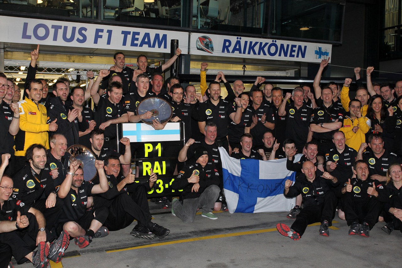 17.03.2013- Celebration, Kimi Raikkonen (FIN) Lotus F1 Team E21 race winner 