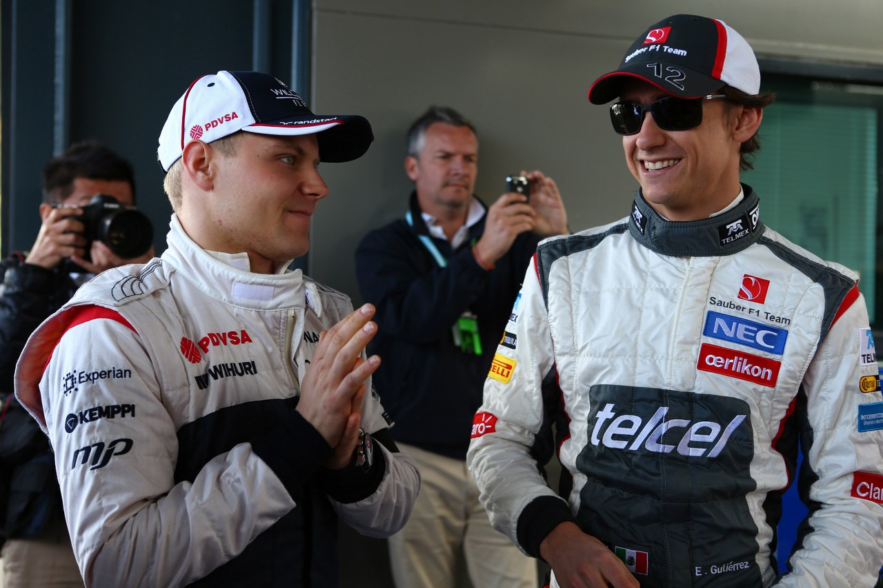 17.03.2013- Valtteri Bottas (FIN), Williams F1 Team FW35 and Esteban Gutierrez (MEX), Sauber F1 Team C32 