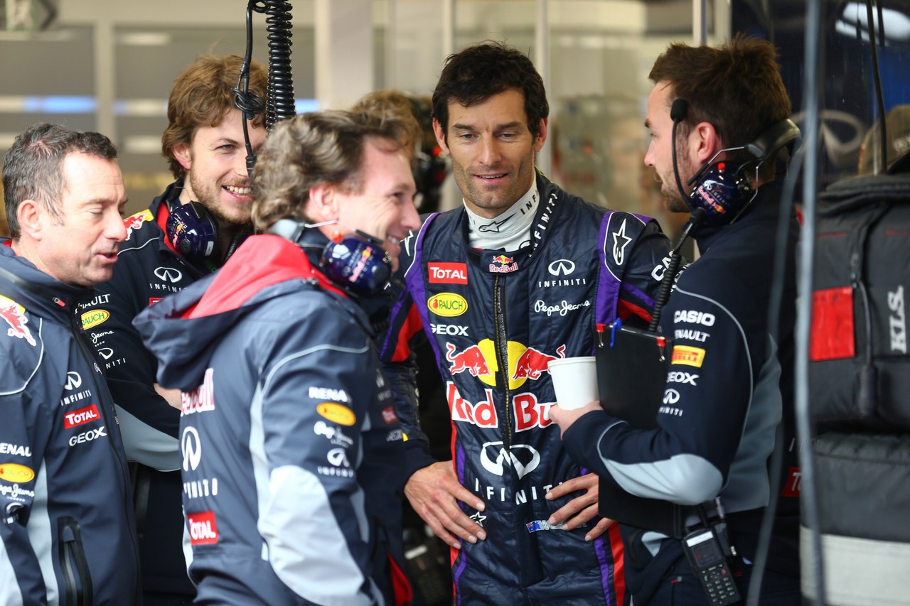 16.03.2013- Qualifying, Mark Webber (AUS) Red Bull Racing RB9 and Christian Horner (GBR), Red Bull Racing, Sporting Director 