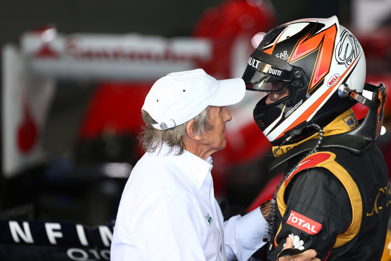 17.03.2013- Race, Sir Jackie Stewart (GBR) and Kimi Raikkonen (FIN) Lotus F1 Team E21 race winner 