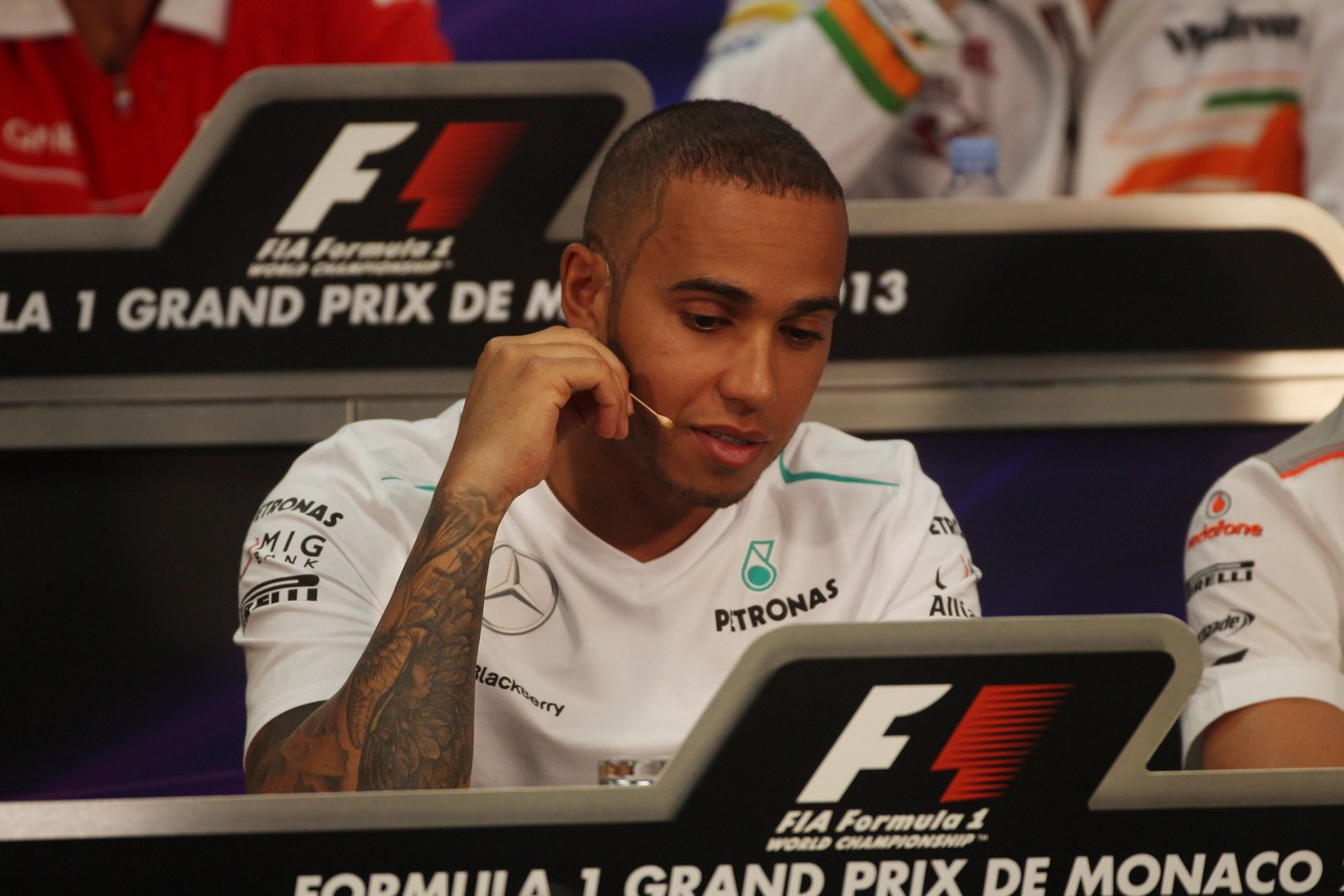 22.05.2013- Press conference, Lewis Hamilton (GBR) Mercedes AMG F1 W04 and Jenson Button (GBR) McLaren Mercedes MP4-28