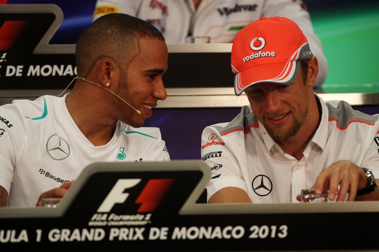 22.05.2013- Press conference, Lewis Hamilton (GBR) Mercedes AMG F1 W04 and Jenson Button (GBR) McLaren Mercedes MP4-28