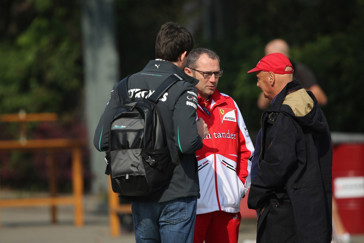 12.04.2013- Stefano Domenicali (ITA), Team Principal and Nikki Lauda (AU), Mercedes 