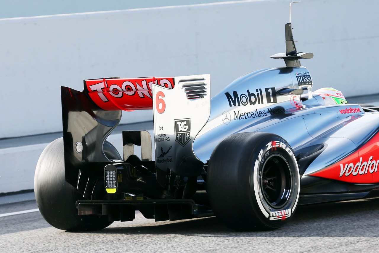 Sergio Perez (MEX) McLaren MP4-28 rear wing and rear diffuser.
02.03.2013. 
