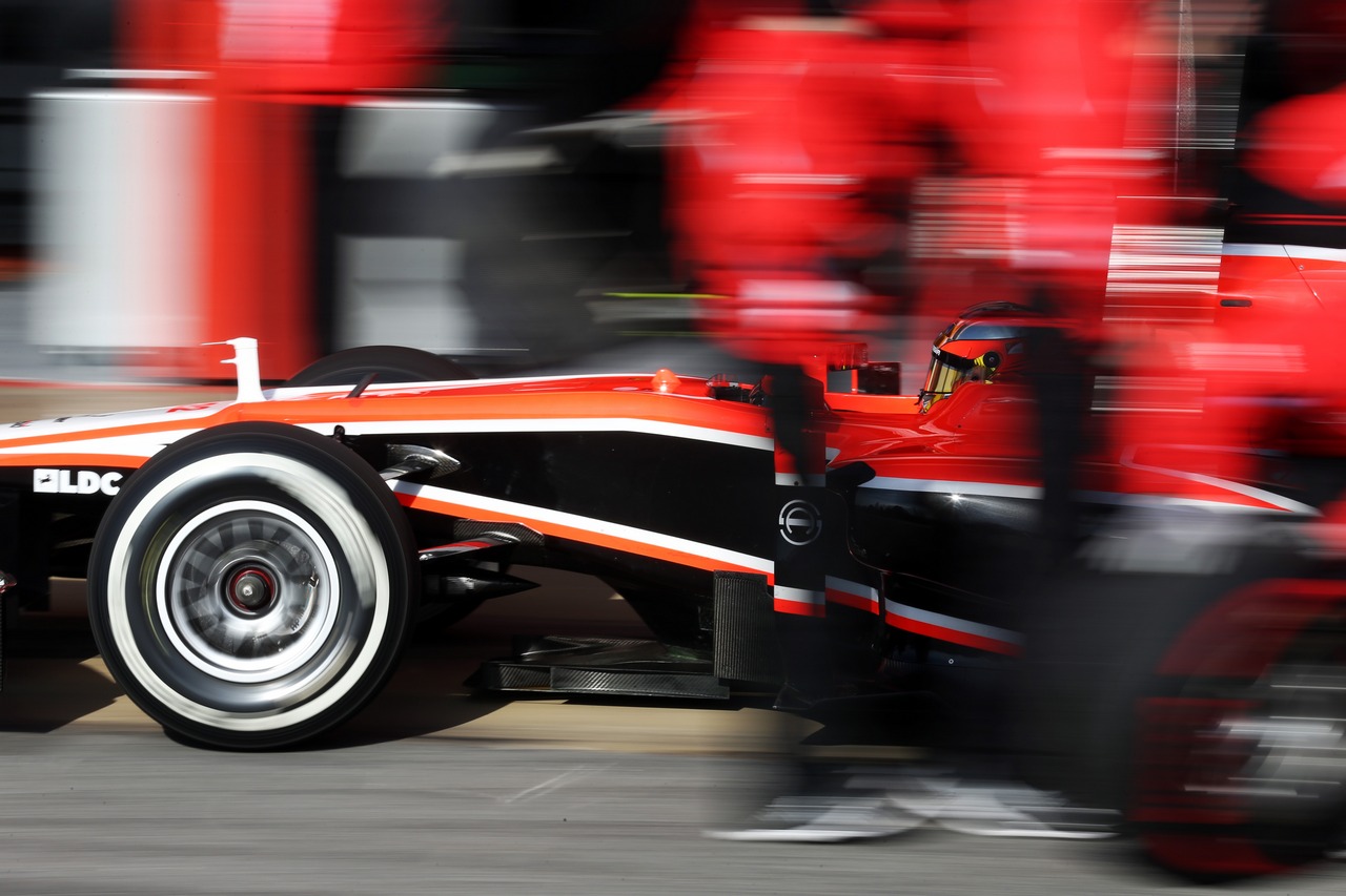Jules Bianchi (FRA) Marussia F1 Team MR02 leaves the pits.
03.03.2013. 