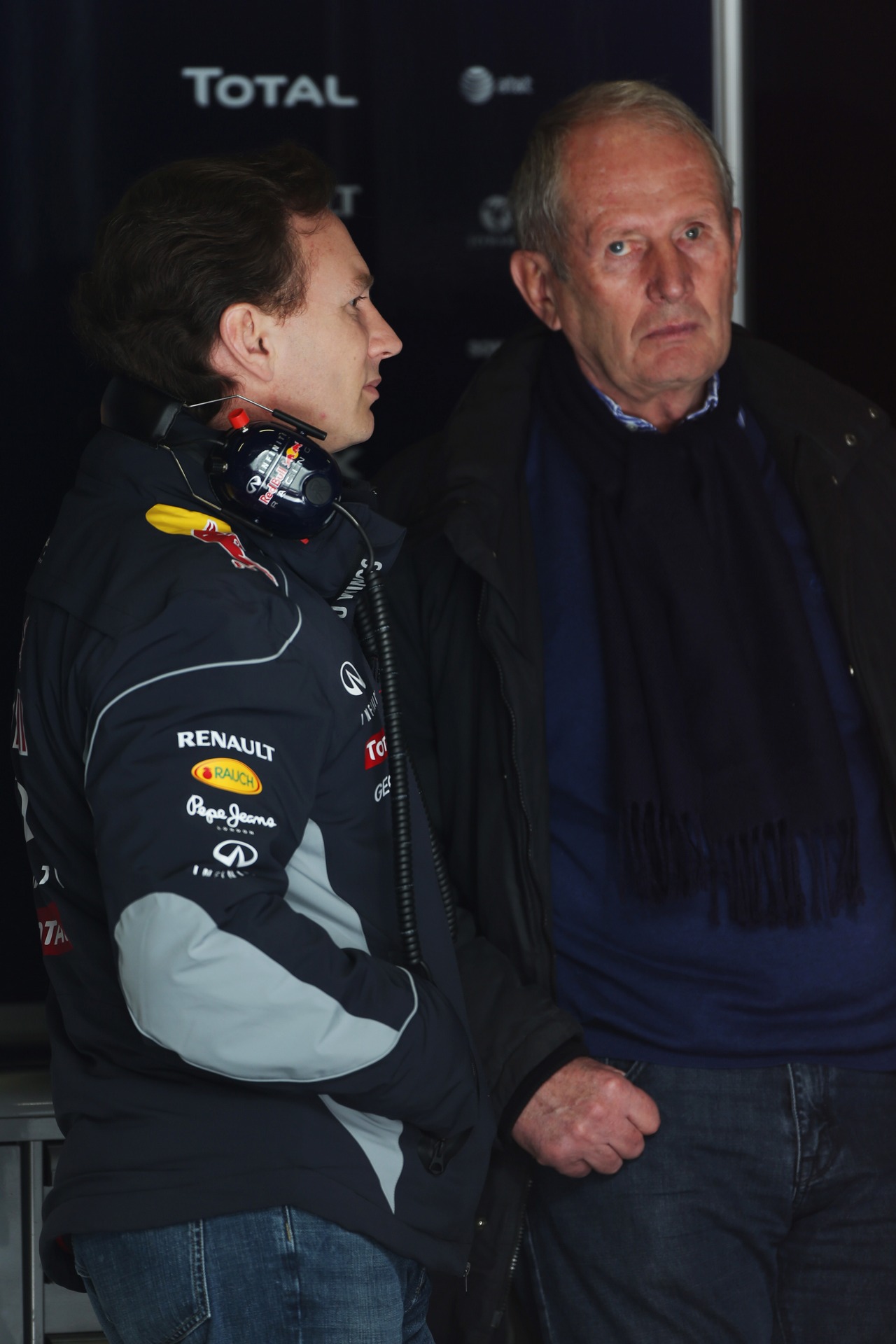 (L to R): Christian Horner (GBR) Red Bull Racing Team Principal with Dr Helmut Marko (AUT) Red Bull Motorsport Consultant.
03.03.2013. 