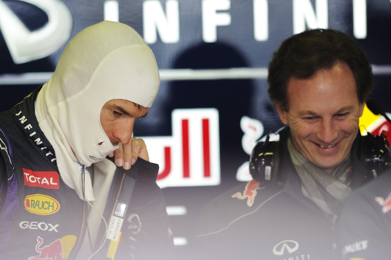 (L to R): Mark Webber (AUS) Red Bull Racing with Christian Horner (GBR) Red Bull Racing Team Principal.
21.02.2013. 