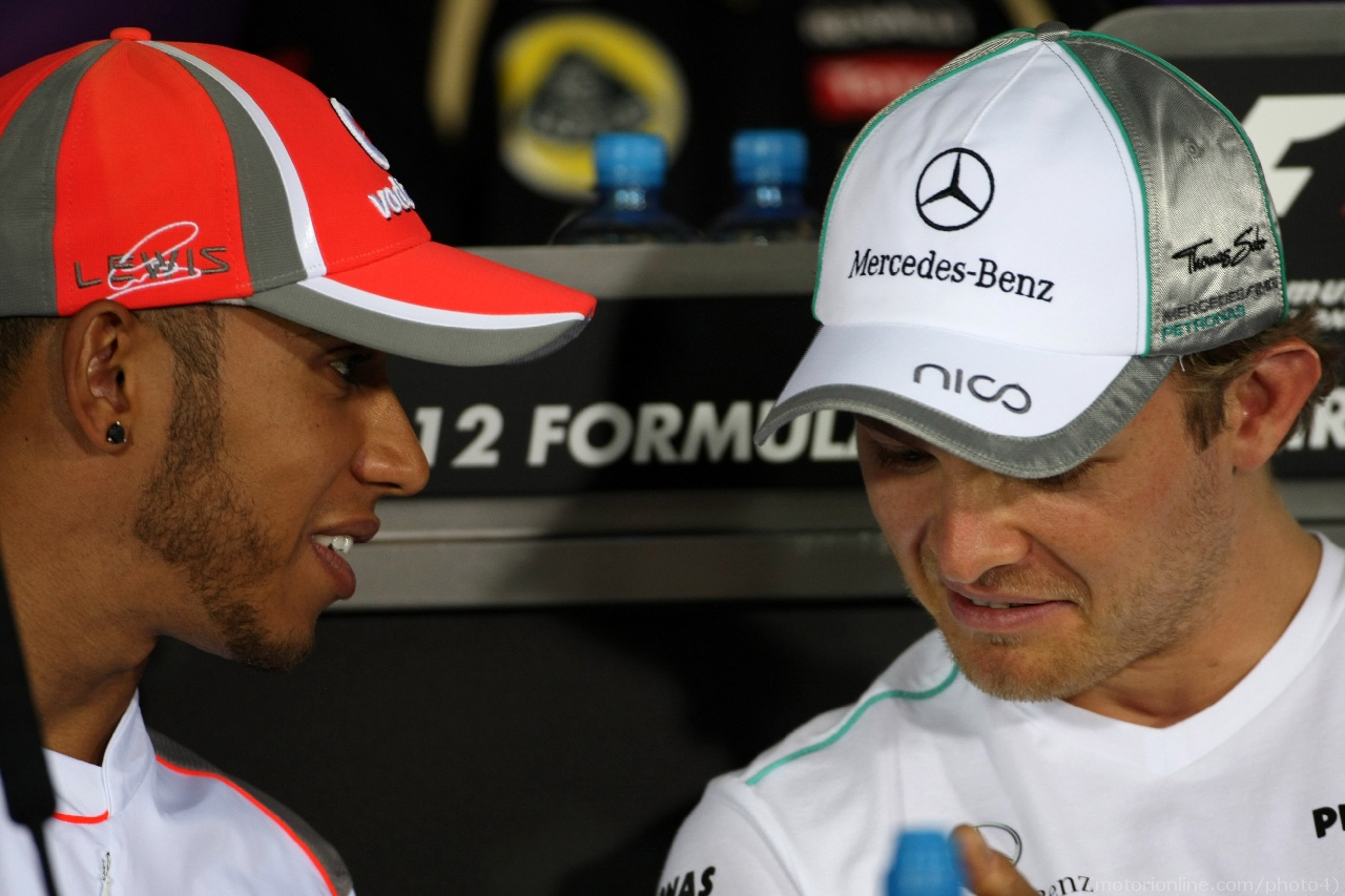 19.04.2012-  Press conference, Lewis Hamilton (GBR) McLaren Mercedes MP4-27 and Nico Rosberg (GER) Mercedes AMG F1 W03 