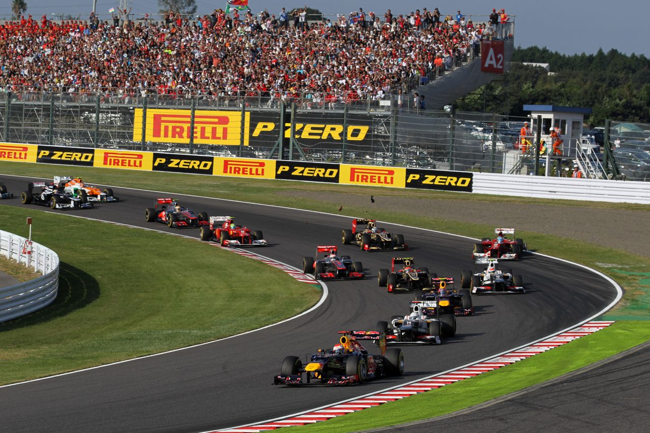 07.10.2012- Race, Start of the race and crash Fernando Alonso (ESP) Scuderia Ferrari F2012 