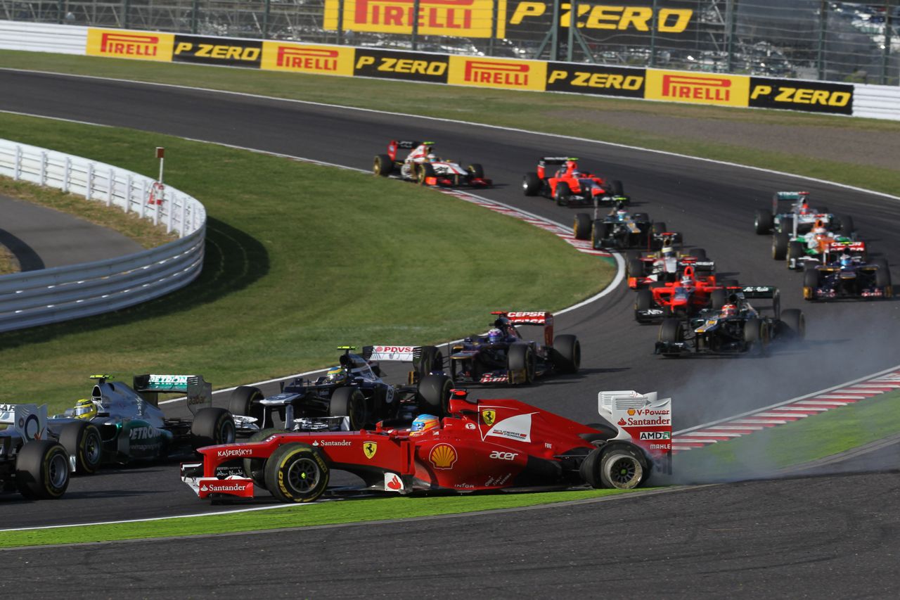 07.10.2012- Race, Crash, Fernando Alonso (ESP) Scuderia Ferrari F2012