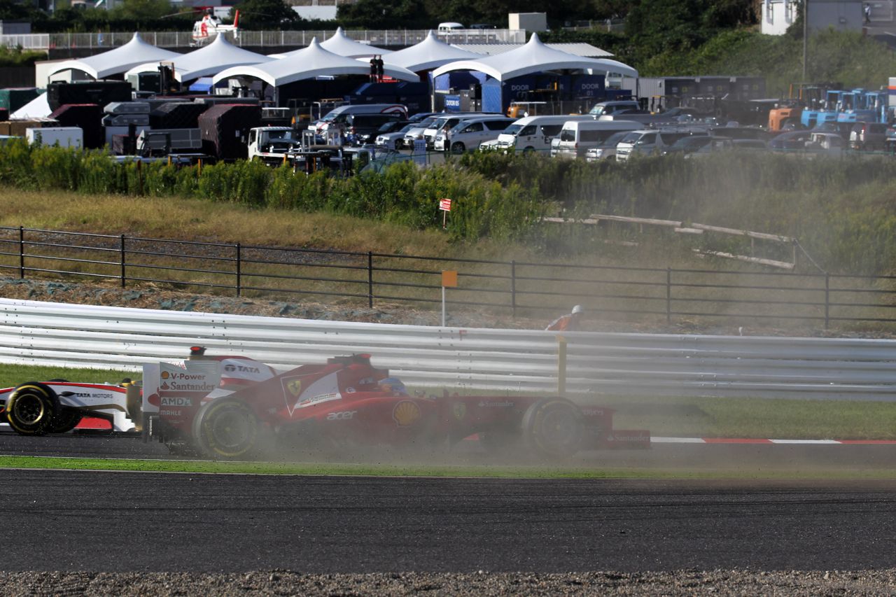 07.10.2012- Race, Crash, Fernando Alonso (ESP) Scuderia Ferrari F2012