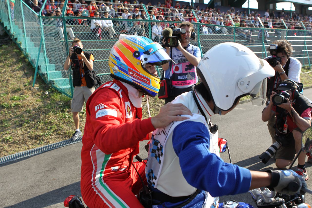 07.10.2012- Race, Fernando Alonso (ESP) Scuderia Ferrari F2012 retires from the race 